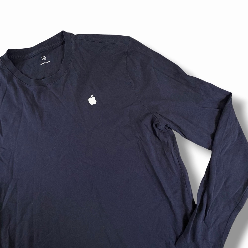 Official Apple Store Employee Logo Unisex T Shirt Long Sleeve Blue Medium M Navy - Picture 3 of 10